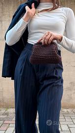 Borsetta clutch uncinetto marrone