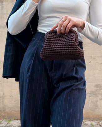 Borsetta clutch uncinetto marrone