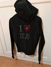 Liu. Jo/ felpa nera garzata/ brillantini/ strass /