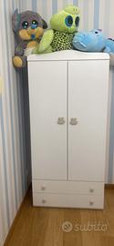 Armadio per bambini con due cassetti e due ante