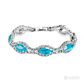 Bracciale strass e zirconi turchese