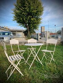 Set da giardino ferro battuto tavolo tondo 4 sedie