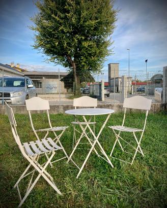 Set da giardino ferro battuto tavolo tondo 4 sedie