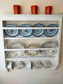 piattaia pensile vintage con ganci