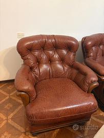 Coppia di poltrone in pelle