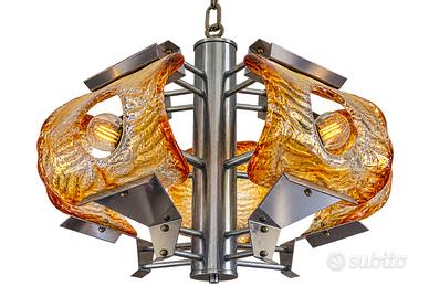 Lampadario Mazzega in vetro di Murano - anni 70,