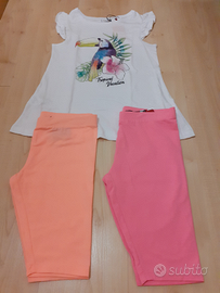 NUOVO Stock 2 Leggings +T-shirt 13-14 ANNI RAGAZZA