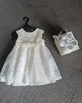 Vestito Battesimo IDEXE bimba 18 mesi e scarpe 19 