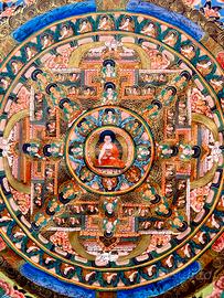 Thangka Mandala Tibet dipinto su seta