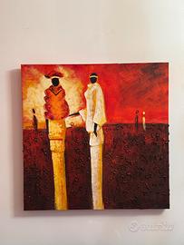 Quadro dipinto olio su tela etnico astratto