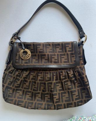 Fendi chef flap bag in tessuto canvas