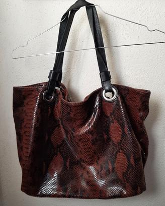 Borsa in pelle bicolore