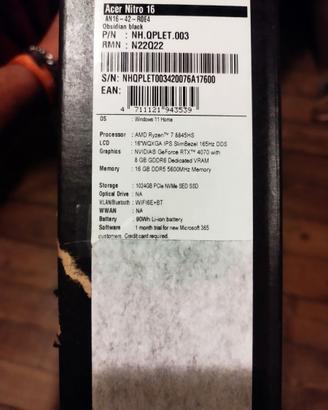 Laptop Gaming Acer Nitro 16