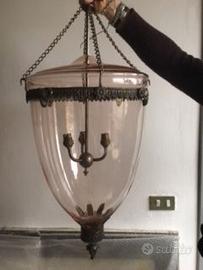 Lampadario in vetro e bronzo