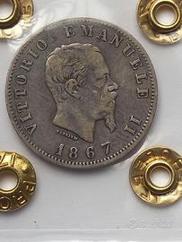 Vit.em.II 1 lira 1867 Torino R2
