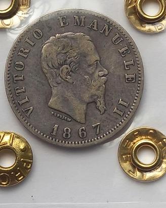 Vit.em.II 1 lira 1867 Torino R2