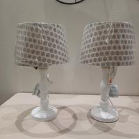 coppia di lampade shabby chic in legno