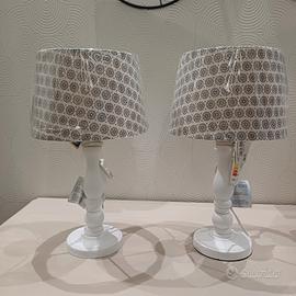coppia di lampade shabby chic in legno