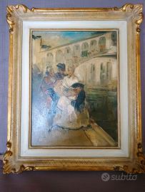 Maschere veneziane, dipinto firmato