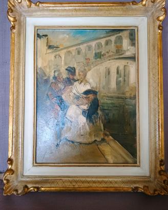 Maschere veneziane, dipinto firmato
