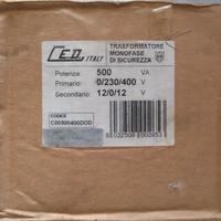 Trasformatore 500 VA, Pri.0-230-400V, Sec.12-0-12V
