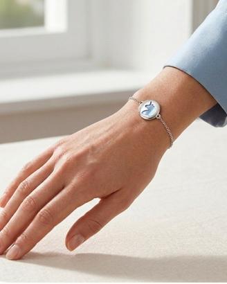 bracciale in argento 925  rodiato con unicorno in 