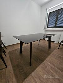 Tavolo Calligaris vetro + sedie pelle