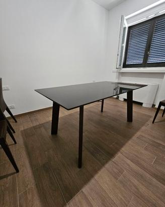 Tavolo Calligaris vetro + sedie pelle