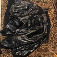 Giacca biker in pelle nera vintage