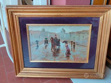 Ennio Formigli CALESSE E CAVALLO olio su tavola