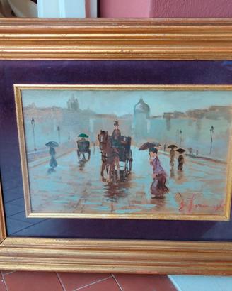 Ennio Formigli CALESSE E CAVALLO olio su tavola