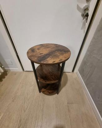 Tavolino rotondo 3 ripiani in legno e acciaio