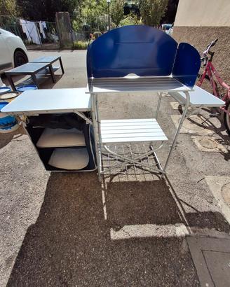 mobiletto in alluminio con cucina CF Parker 3 fuo