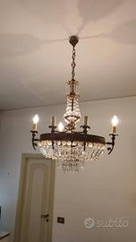lampadario stile Impero  bronzo dorato e cristall
