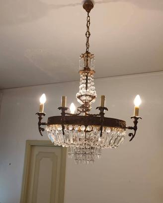 lampadario stile Impero  bronzo dorato e cristall