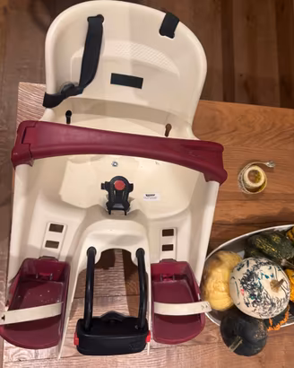 Seggiolino anteriore bici bambino crema bordeaux