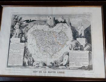 Carta geografica dell'Alta Loira di fine '800