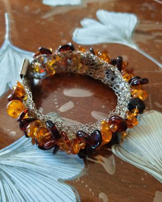 Bracciale argento con ambra baltica