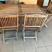 TAVOLO TEAK CON 4 SEDIE - PERFETTO PER ESTERNI