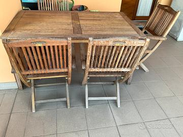 TAVOLO TEAK CON 4 SEDIE - PERFETTO PER ESTERNI