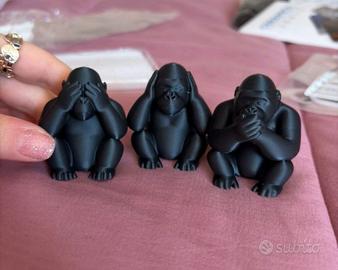 scimmiette in Resina set 3 pezzi 