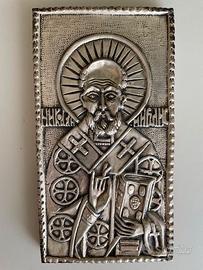 Icona Polacca di San Nicola Bari Argento 925