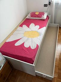Letto singolo con cassetto estraibile doghe in leg