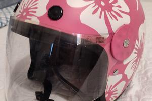 casco donna tg L - 58 - rosa a quadrifogli