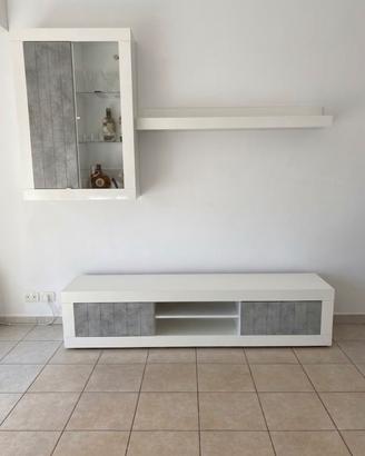 Parete attrezzata vetrina mensola mobile porta TV