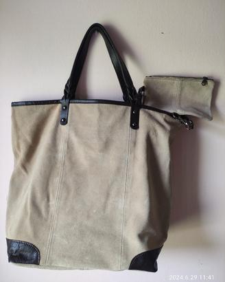 borsa in pelle scamosciata 