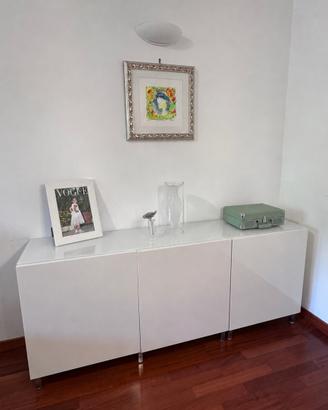Madia IKEA BESTÅ 180 cm bianco lucido piano vetro