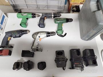 Lotto di trapani/avvitatori a batteria e accessori