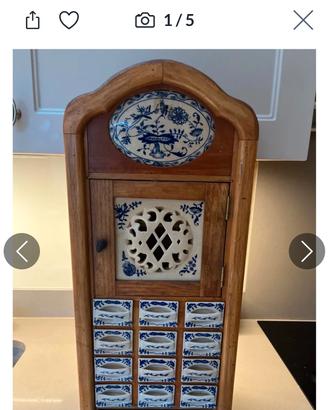 Porta spezie legno con cassetti in ceramica