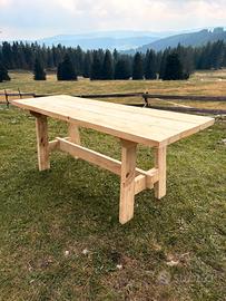 Tavolo in legno massello abete fatto a mano